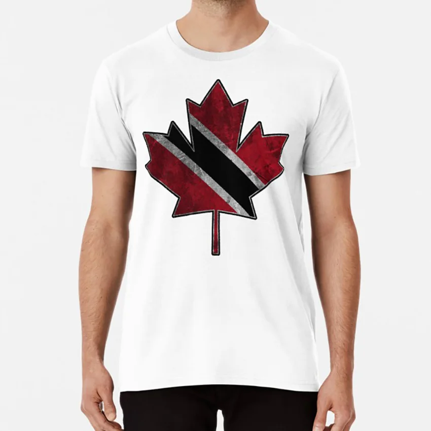 Trinidadian Canadian - Maple Leaf Clipped Into Trinidadian National Flag T Shirt Trinidad And Tobago Trini Canadian