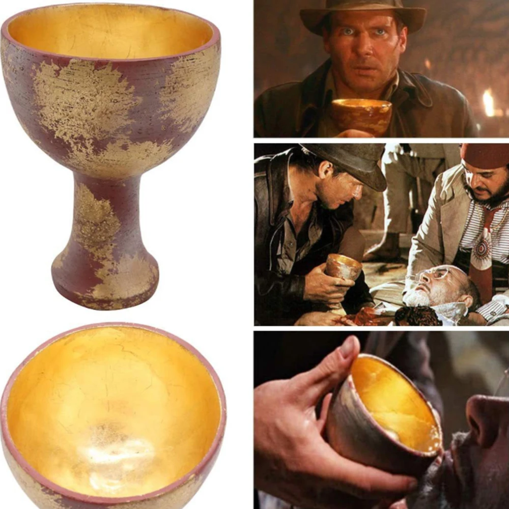 Indiana Jones Holy Grail Cup Props Replica Indiana Jones Vintage Trophy Resin Crafts Decorations Halloween Role-Playing Props