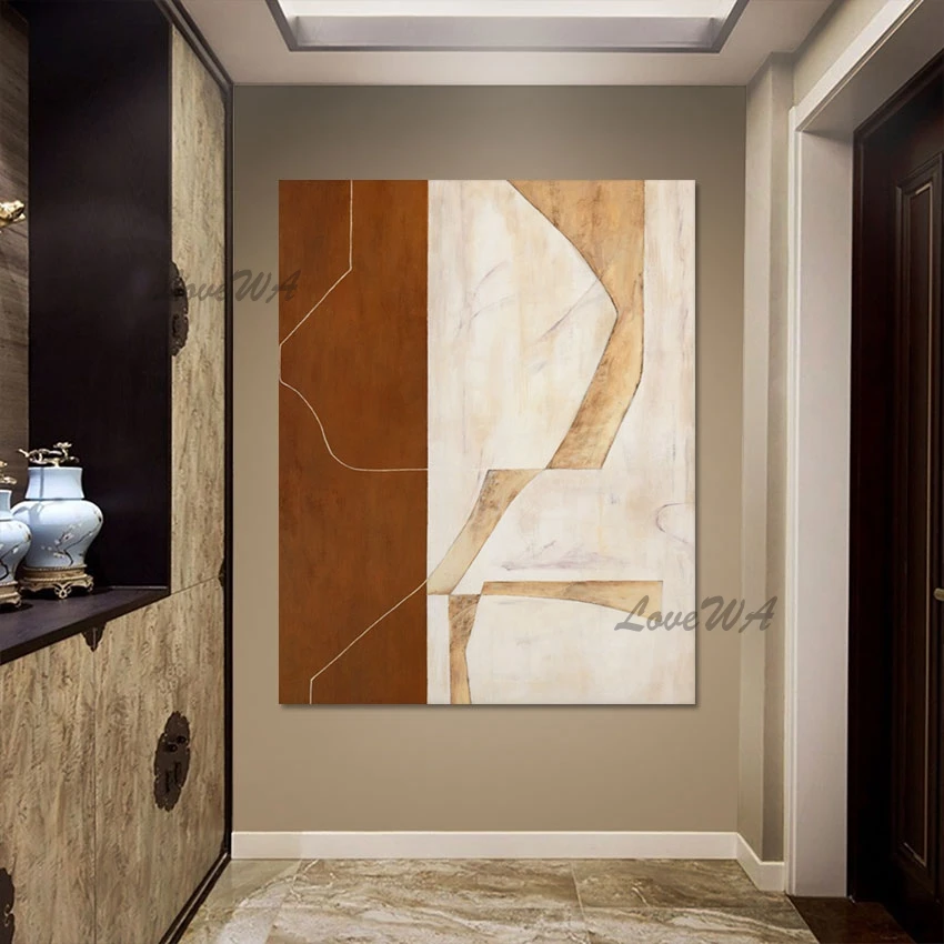 

Unframed Decor Artwork Home Showpieces Simple Hand Painted Abstract Painting Modern Decoration Art Picture For Restaurant