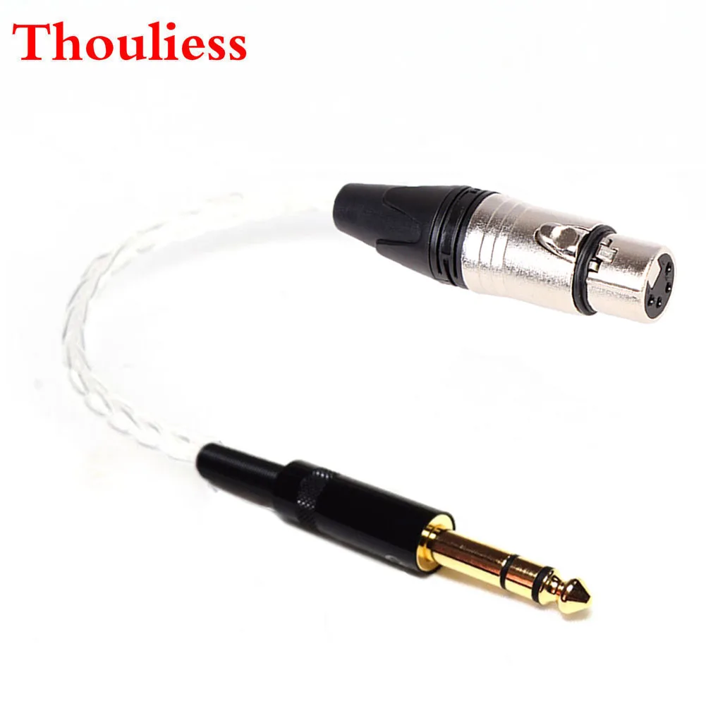 Thoulies Single-Crystal Sivler 6.35mm TRS 3pin Male to 4pin XLR Balanced Female Audio Adapter Cable 1/4 6.35 to XLR Connector