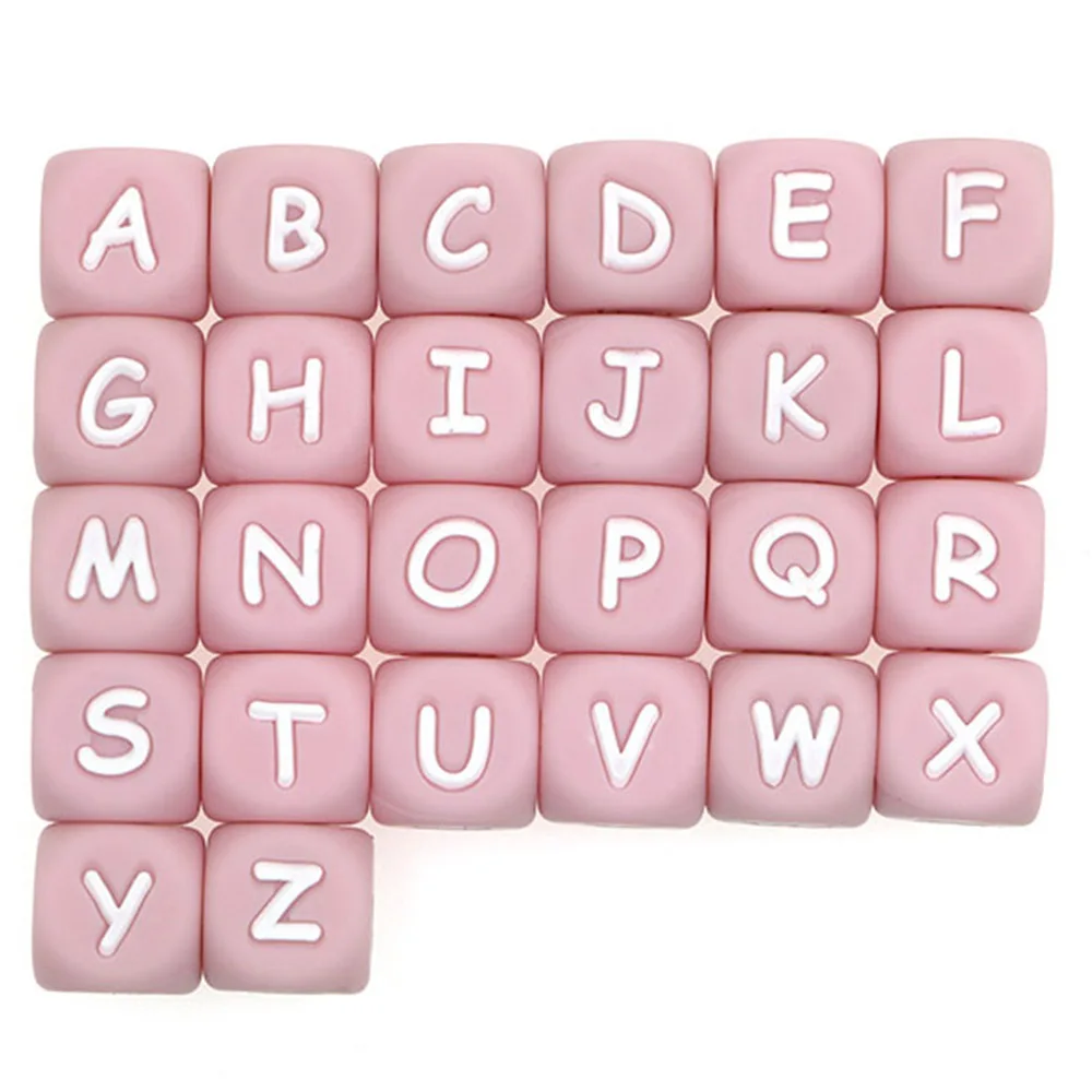 

Sunrony 100/200Pcs Silicone Letter Beads 12MM Pink English Letters Beads For Bracelets Jewelry DIY Pacifier Chain Accessories