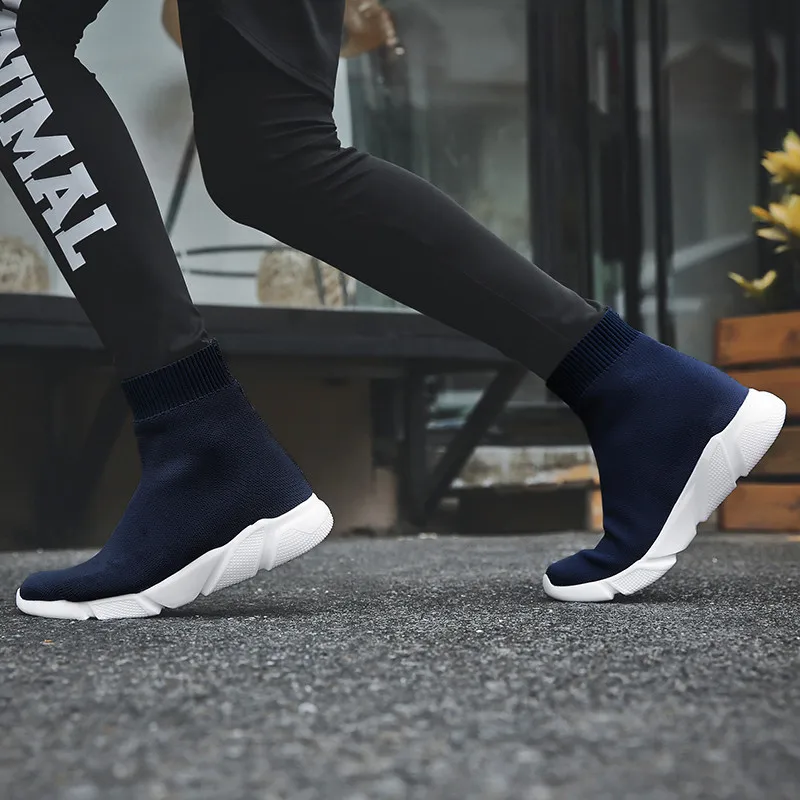 2023 Black Men Sneakers Unisex Summer Comfortable Slip-On Flats Bottom Fashion Non-leather Casual Adult Socks Shoes For Male