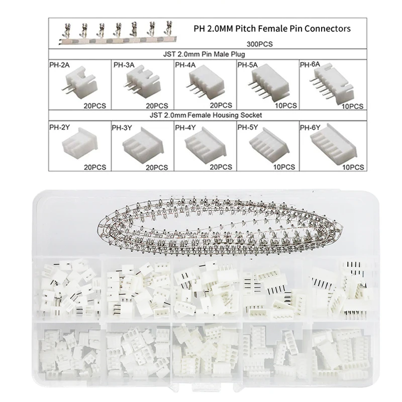 Imagem -04 - Kit de Terminais 20 24 mm Cabeçote de Pino Fêmea Passo 460 mm Conector de Cabo Adaptador Jst Ph2 2.0