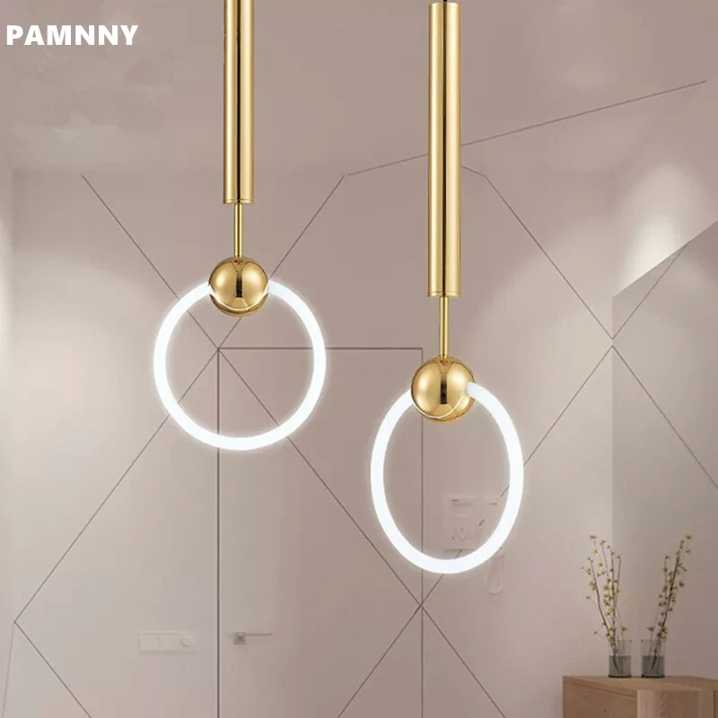 

Creative Modern Led Pendant Lamps Iron Art Circle Ring Lights Indoor Lighting Bedroom Dining Study Children Room Decor Lights