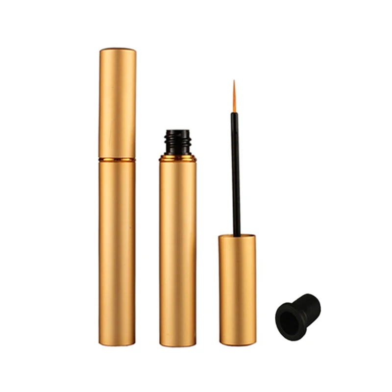 Gold color 5ml Empty Liquid Eyeliner Refillable Bottle Applicator Eyebrow Enhancer Eyelash Growth Serum Tubes Containers