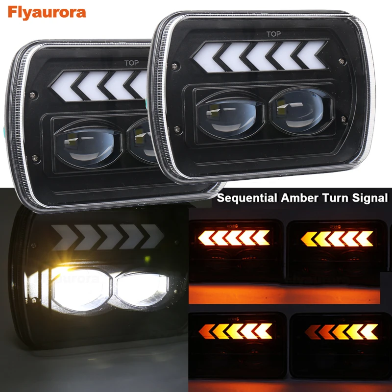 

7X6 LED Headlight For Ford F-250/305/450/550 Super Duty Econoline For Chevrolet GMC Savana For Jeep Wrangler YJ MJ Cherokee XJ