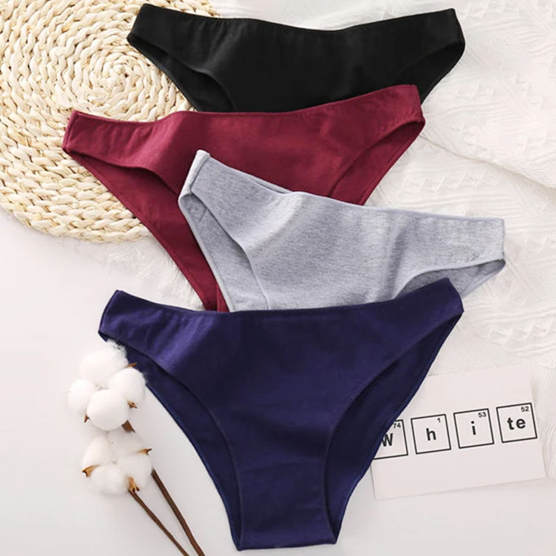 FINETOO 3Pcs/Set M-2XL Cotton Panties for Women Sexy Low Rise Briefs Female Seamless Underwear Girls Big Size Intimates Lingerie