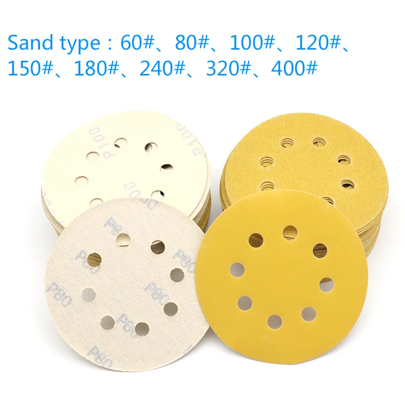 30 stücke 5 zoll 8 Loch Grit 60-400 Schleifen Papier Discs Selbst Klebstoff Schleifpapier Runde Disk Sand Blatt metall Möbel Schleifen Werkzeug