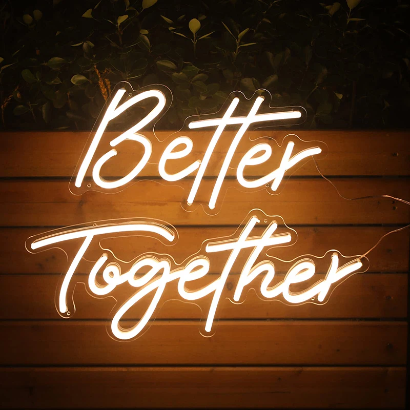 

23"x17"Better Together LED Neon Sign Indoor Wall Lights Party Wedding Shop Window Restaurant Birthday Decoration Warm White