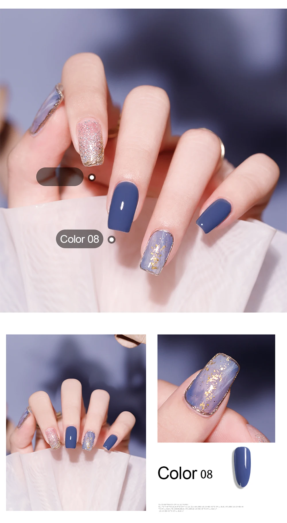 Vendeeni 18 Farben Blau Cyan Gel-Nagellack Semi-Permanent UV LED Soak-Off Gel-Lack Grau Kühle Farbe Gel-Lack für Nagelkunst – Detail 7