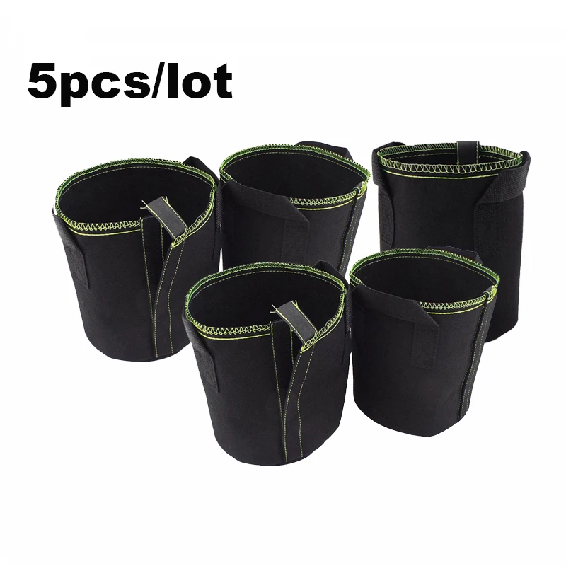 

5-Pack Grow Bags to Transplant Vegetable Plant Potato tomato Flower Self-Adhesion Side Fabric Pot Nursery Growing Garden Tools a