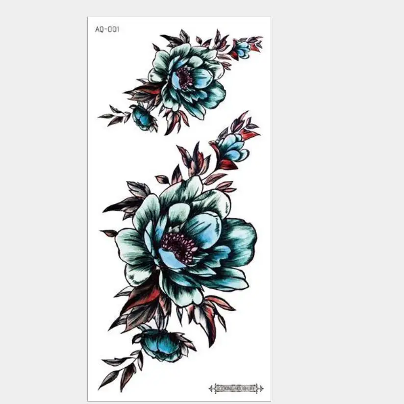 

Women Girl Temporary Tattoo Sticker Snake Flower Gun Design Tattoos Arm Body Art Big Large Fake Tattoo Sticker 21X10CM T1872