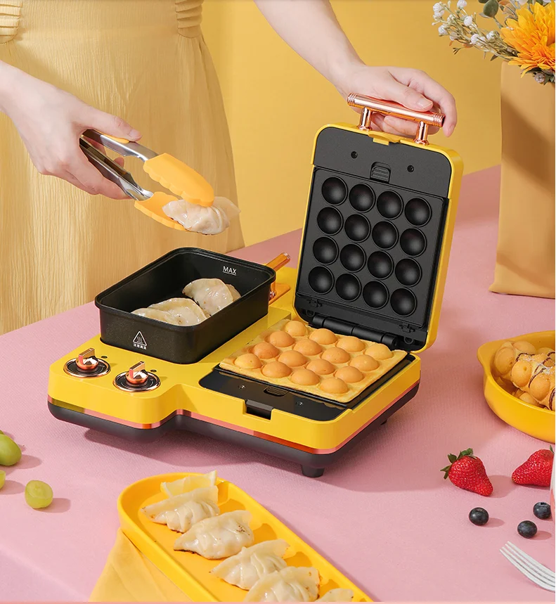 220V Non-stick Electric Waffle Maker 5 In 1 Cake Bake Baking Pan Home Electric Frying Pan Multi Cooker Donut Maker With 4 Plates