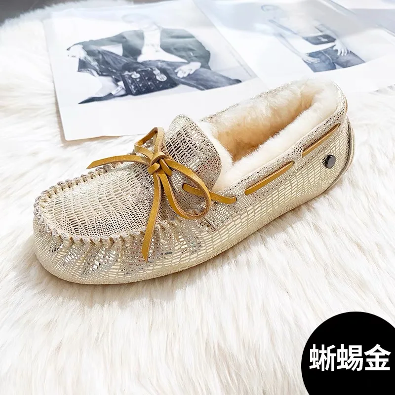 New Fashion Brand Soft Leather Women Flat Loafers High Quality 100% Genuine Leather Women Shoes Real fur Brand Casual Shoes