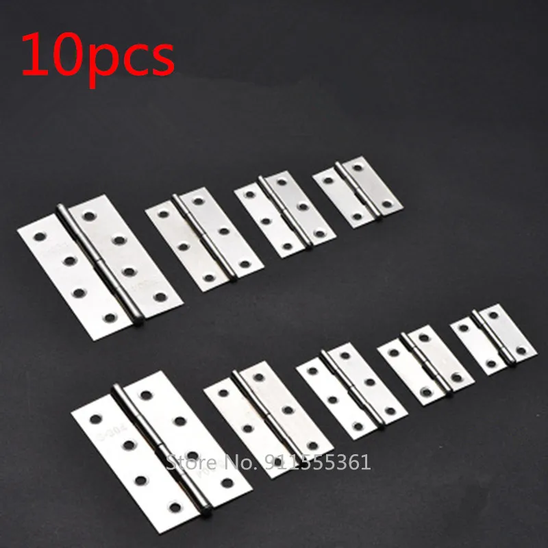 10 Pcs Folding Butt Hinges Silver Tone Home Furniture Hardware Door Hinge 2