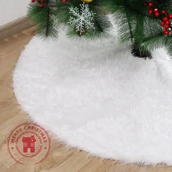 90cm 122cm White Christmas Tree Skirt Plush Faux Fur Carpet Xmas Floor Mat Ornaments Wedding Birthday New Year Christmas Decor