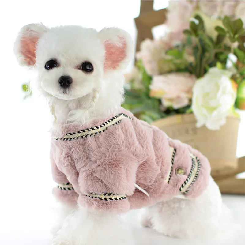 

Pet Dog Coat Jacket Winter Dog Clothes Fashion Warm Fleece Overcoat York Pomeranian Outfit Elegant Small Dogs Dress Outerwear