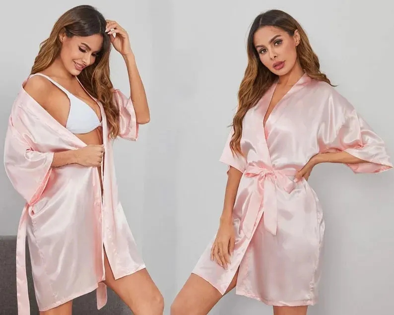 Batas personalizadas, vestido personalizado para mujer para niñas, fiesta de cumpleaños, vestido con tu nombre, pijama nupcial, batas tipo kimono de