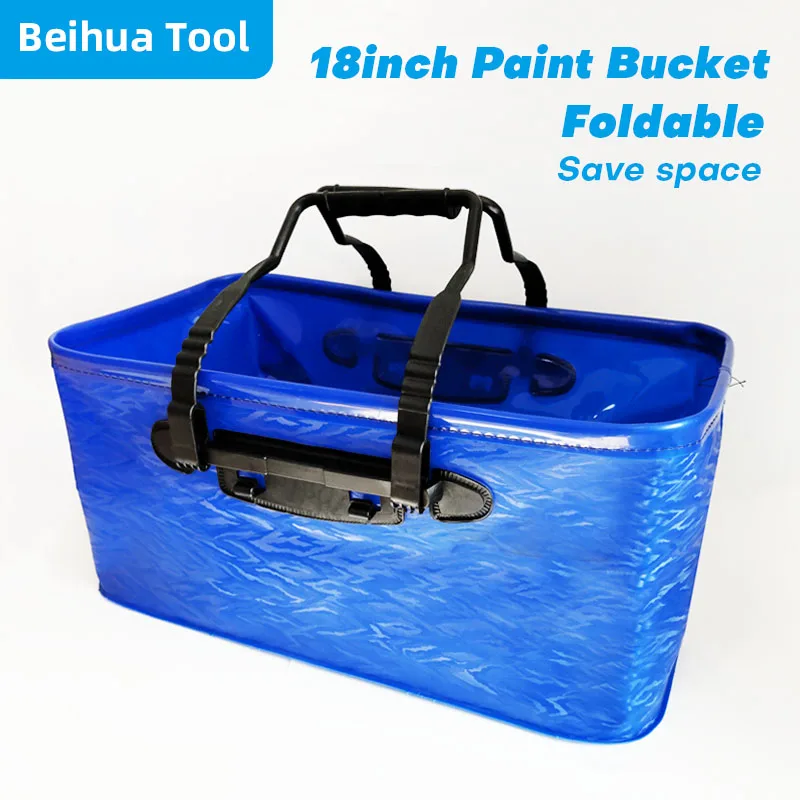 

18inch Paint Bucket Wave Pattern Surface Paint Roller Tray EVA Bath Paint Tray Foldable Pail Fishing Bucket Handbag 50x28x23cm