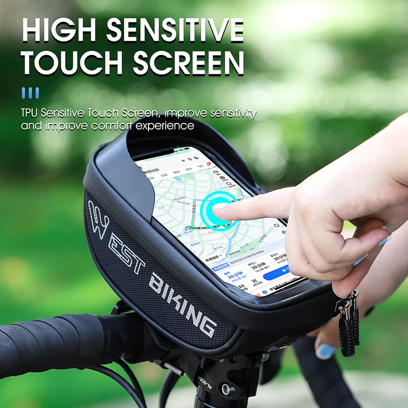 WEST BIKING Touch Screen Bicycle Bag MTB Road Bike Handlebar Phone Bag Front Frame Reflective Cycling Accessories Panniers