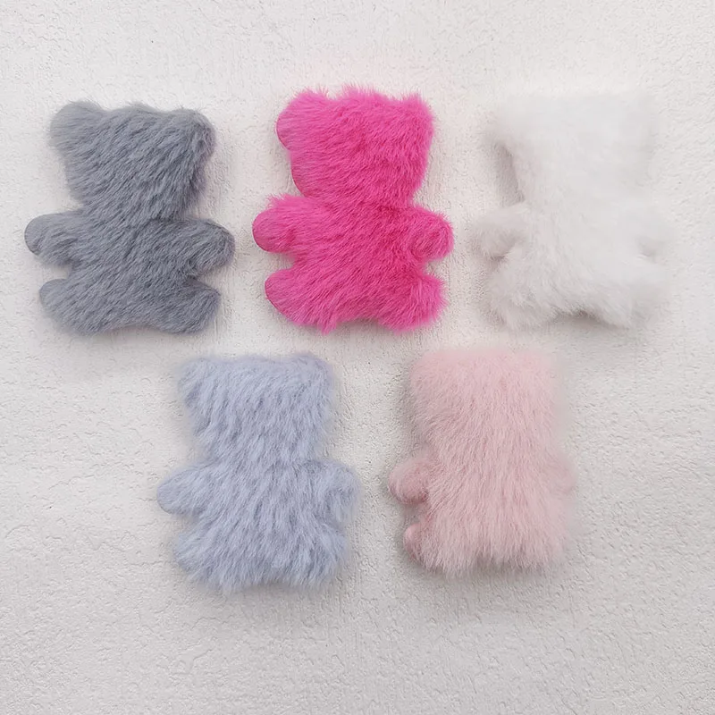 30Pcs/Lot 5*5.5CM Plush Bear Applique For DIY Headdress Hair Clip Bow Decor Accessories Clothes Hat Shoes Sewing Patches