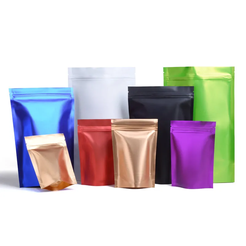 1000pcs/lot Matte Coloful Stand up Aluminum Foil Ziplock Bag Snack Cookie Tea Coffee Packaging Bag Doypack Blue Foil Zipper bag