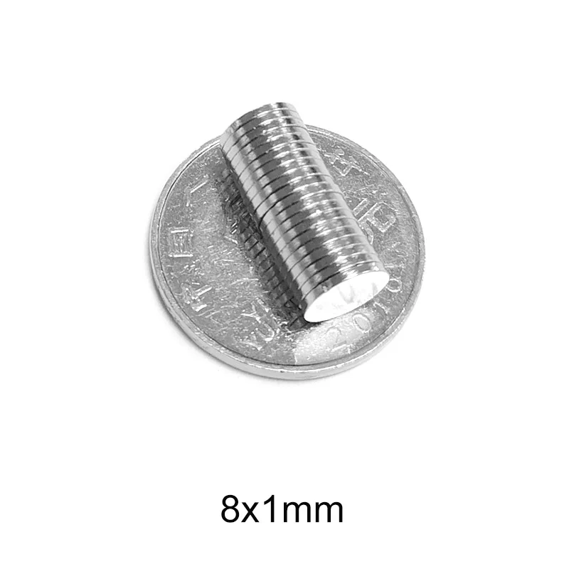 

50~1000PCS 8x1 mm Thin Strong Magnet 8mmx1mm Permanent magnet N35 Neodymium Magnet disc 8x1mm Fridge Small Round Magnet 8*1 mm