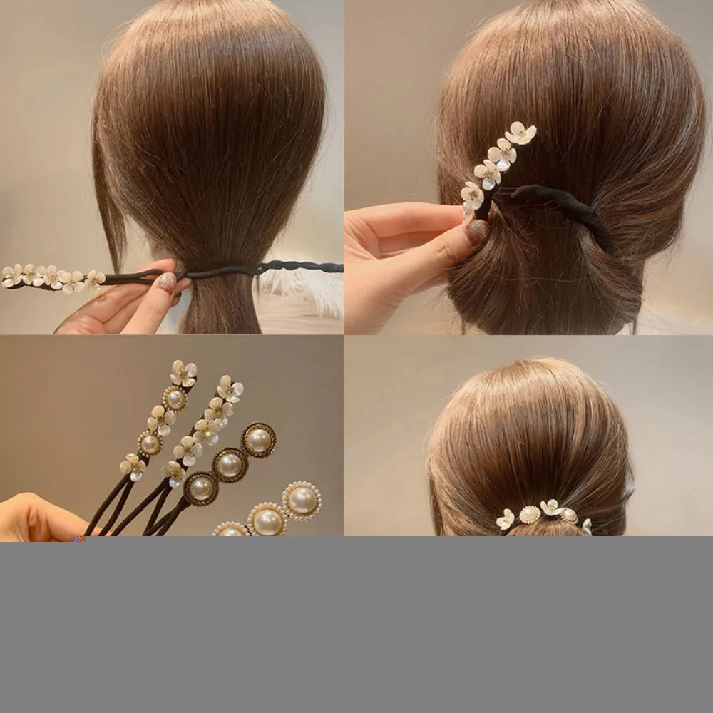 Vintage Shell Pearl Hairpin Bun Hairstyle Hair Stick Women Elegant Hair Scrunchies Flower Hair Maker Tools Hair Accessories