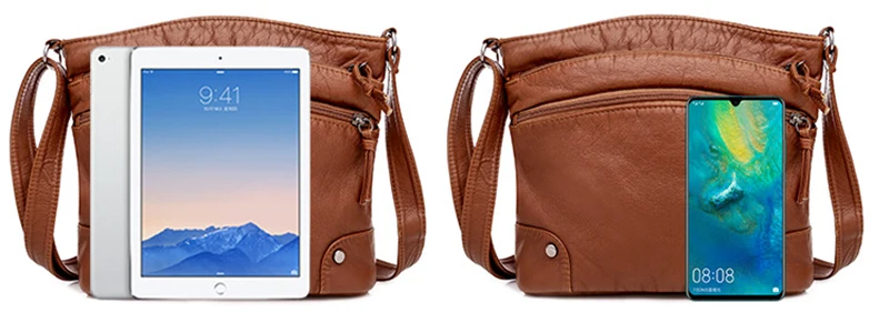 Yogodlns Weiche PU Leder Schulter Tasche Frauen Retro Umhängetasche Doppel-reißverschluss Weiblichen Umhängetasche Große Kapazität Täglichen Handtasche – Detail 25