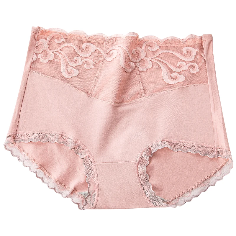 Culottes en dentelle pour femmes, 4 pièces, taille haute, Sexy, en coton, amincissant, sous-vêtements sans couture, slips pour filles, Lingerie féminine respirante