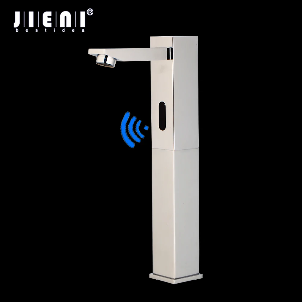 JIENI Automatic Sensor Faucet Bathroom Basin Sink Faucets Hot And Cold Water Mixer Taps Touchless Chrome Polished Deck Mounted