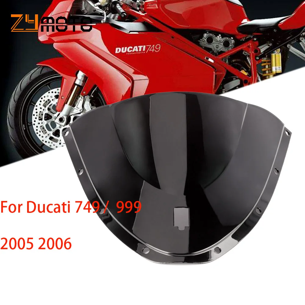 

Hot Sale Windshield Windscreen Wind Shield Screen Double Bubble For Ducati 999 749 05 06 2005 2006 Free shipping Black Clear