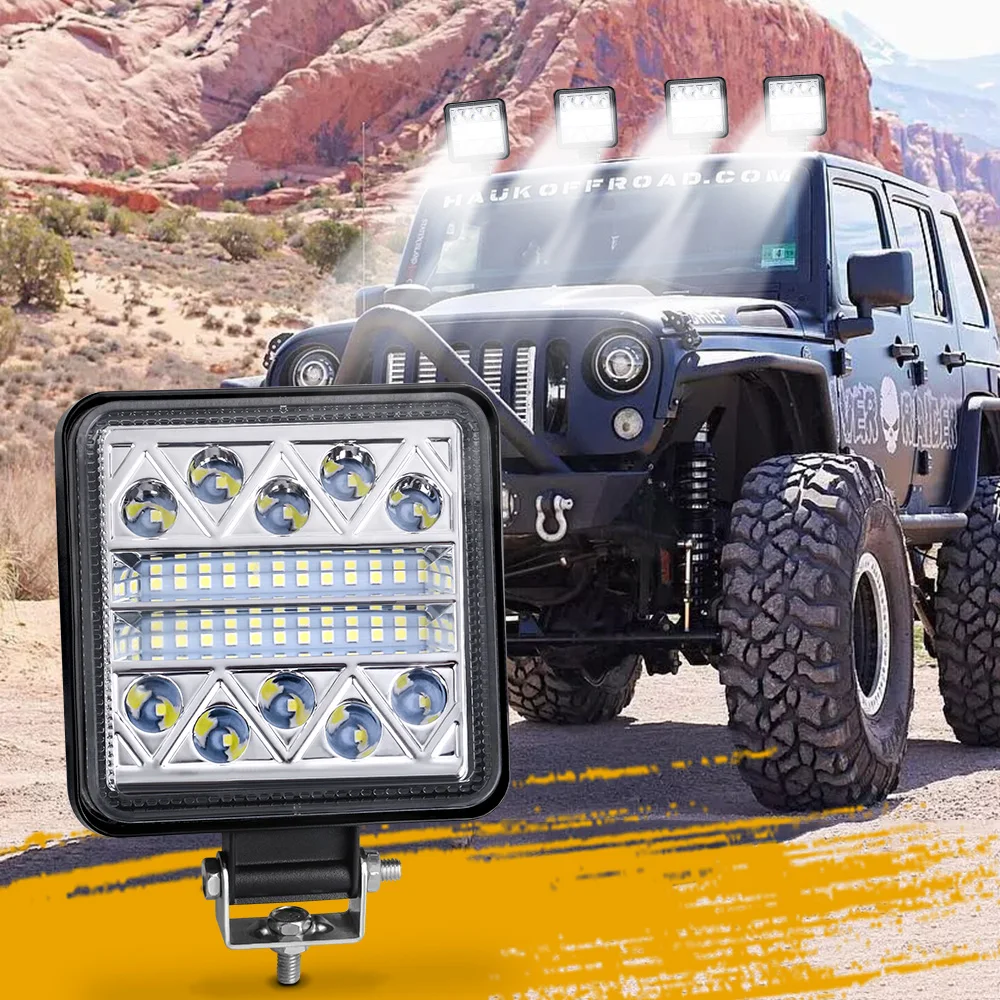 Led Work Light Bar 102W 34 barra Square Round Spotlight DRL Car Light For 4x4 led bar offroad SUV ATV Truck Excavator Strobe 12V