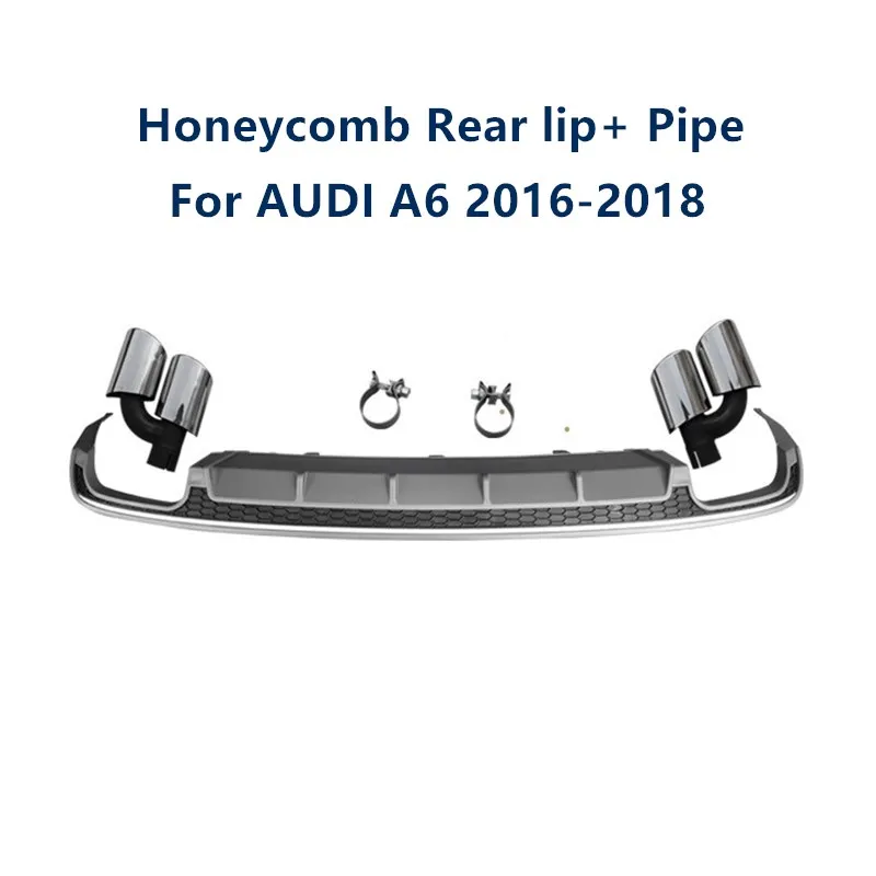 

S6 Honeycomb Style Diffuse with Pipe Tip Car Rear Bumper Lip Diffuser For Audi A6 2016 2017 2018 Original Version