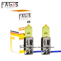 Fagis 2Ppcs H3 12V 55W Yellow Lights 3350K Car Headlight Auto Fog Lamps Halogen Bulbs