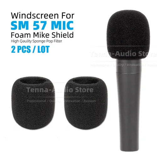 Protector de micrófono de esponja de espuma para parabrisas, 2 uds., Compatible con Shure SM57 SM 57 LC 57LC SM57LC, cubierta de parabrisas con filtro Pop para micrófono