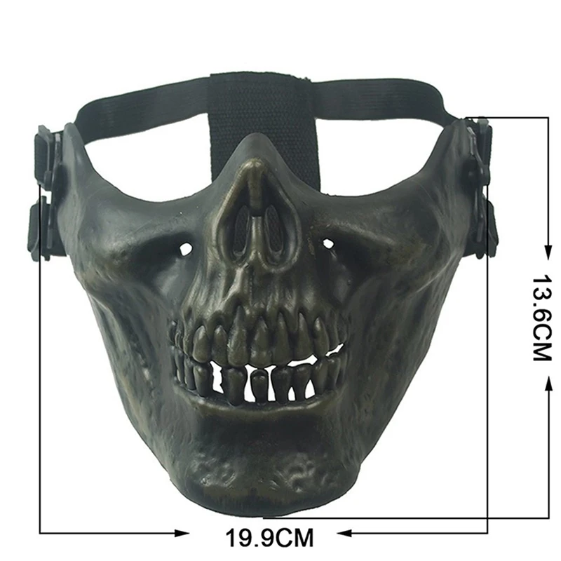 DulAirsoft-Masque buccal pour jeux de guerre, crâne de terreur, équipement de chasse sur le terrain, accessoires de tir et de paintball, cosplay d'Halloween