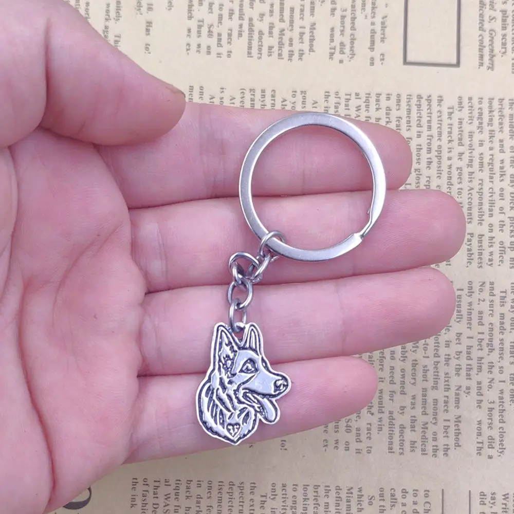 Funny German Shepherd Dog Animal Cute Keychain Key Ring Pet Vintage Silver Color Women Lady  Jewelry Gift K060