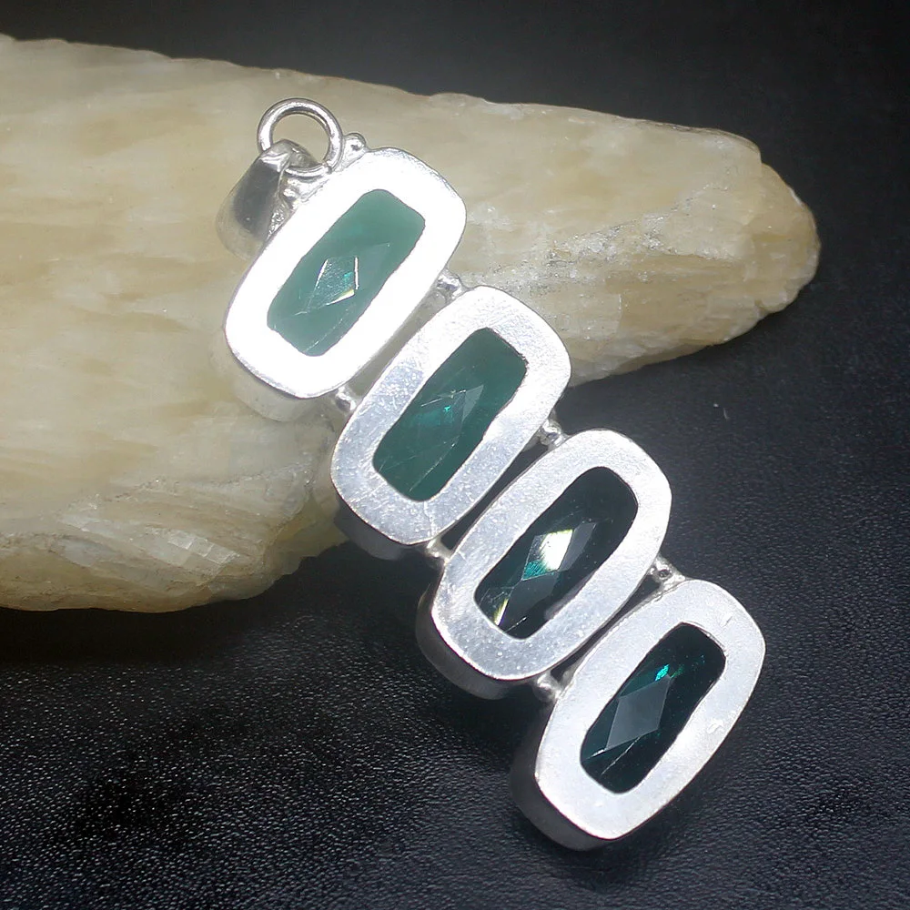 Gemstonefactory Jewelry Big Promotion 925 Silver Gushing Fashion Hot Green Topaz Women Ladies Gifts Necklace Pendant 1066