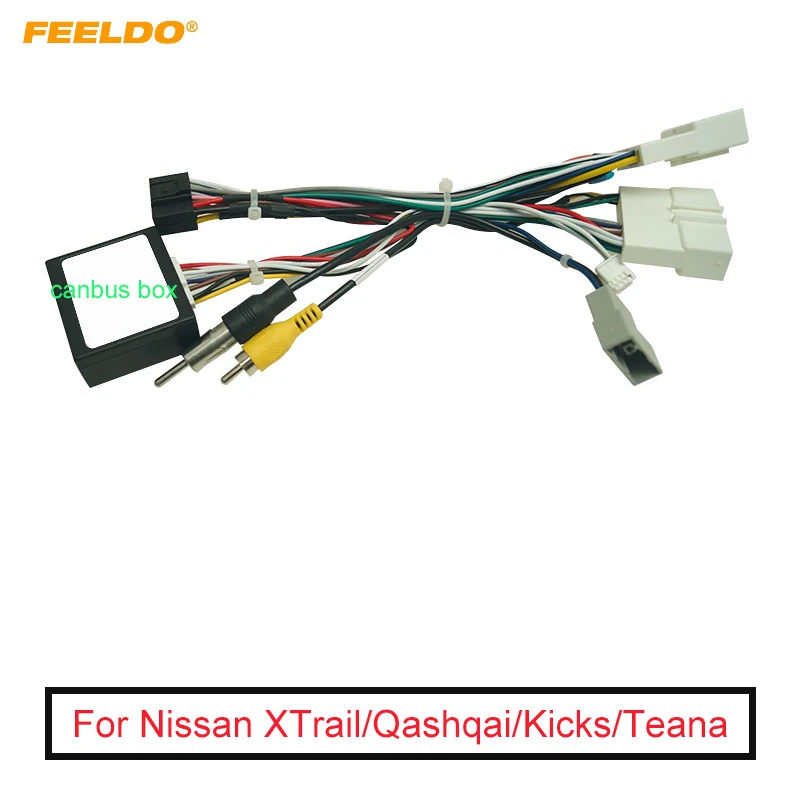 

FEELDO Car 16pin Audio Wiring Harness With Canbus Box For Nissan XTrail/Qashqai/Kicks/Teana Stereo Installation Wire Adapter