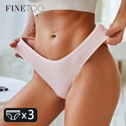 FINETOO 3Pcs S-XL Cotton Panties Women Low-rise Briefs Underpants Ladies Comfortable Underwear Fashion Jacquard Panty Lingerie