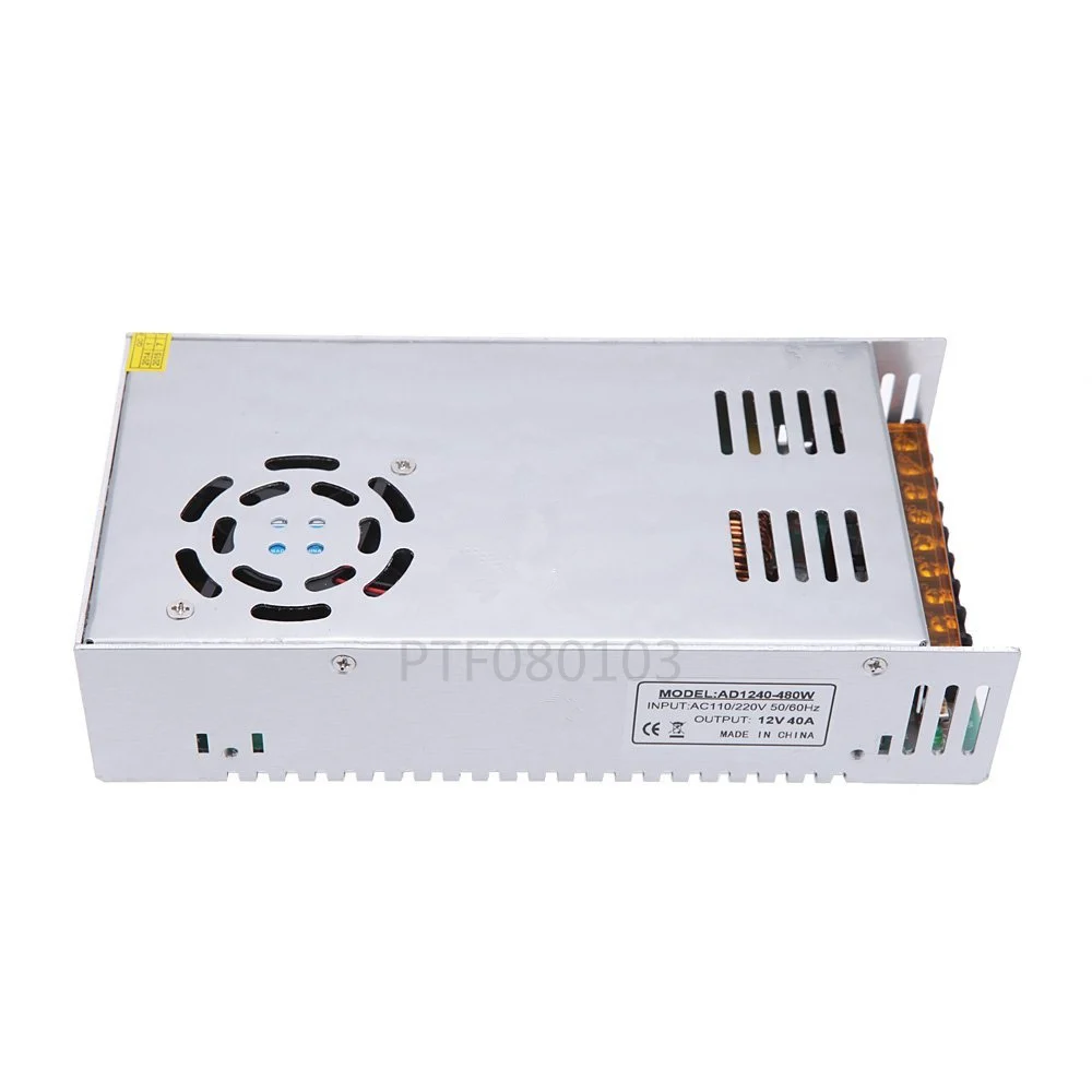 Imagem -02 - para dc 12v 40a 480w Selado tipo Interruptor Fonte de Alimentação Driver Adaptador Led Luz Tira Ac110v220v