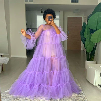 Plus Size Tulle Dresses Puff Sleeve Maxi Dress Tulle Sleeves Gown Lavender Women Dresses Aliexpress