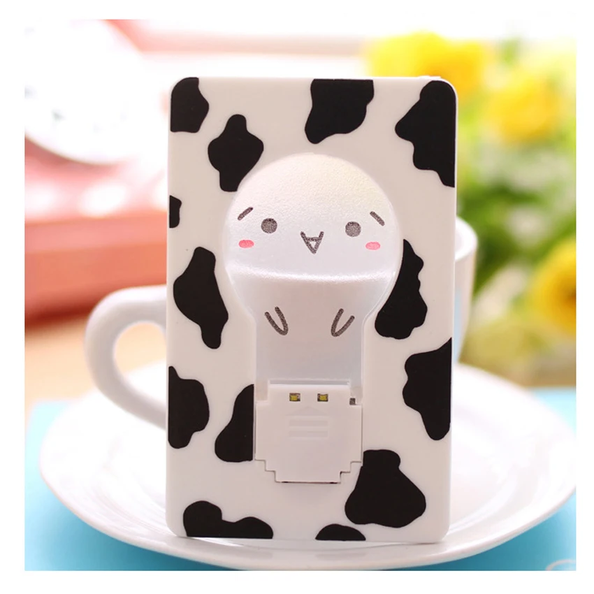 Cute Cat Mini LED Pocket Credit Card Wallet Light Bulb Lamp, Portable Folding LED Credit Card Night Light Children Kids Gift