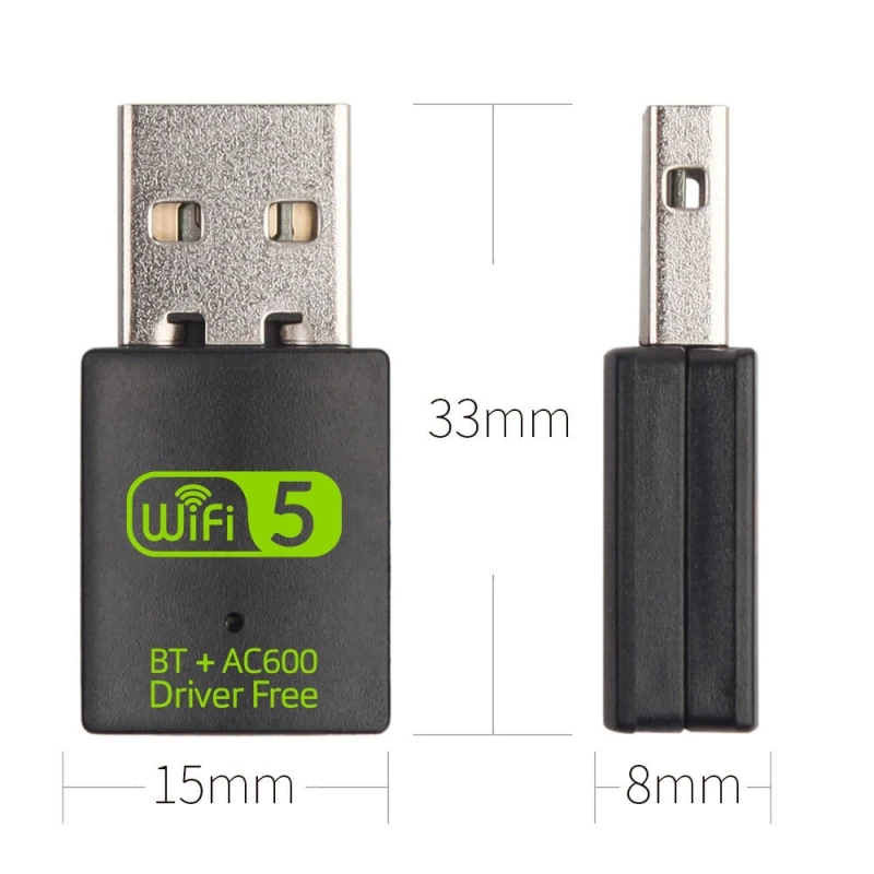 Carte réseau sans fil USB double bande sans lecteur, récepteur WiFi, Bluetooth 600, 4.0 Mbps, 2 en 1