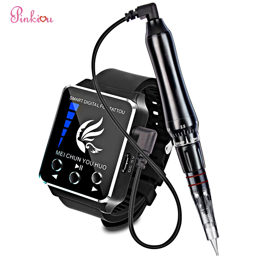 Wireless Wearable Watch Tattoo Machine Intelligent Digital Rotary Permanent Makeup Machine Kit for Strokes Eyebrows Eyeliner Lip