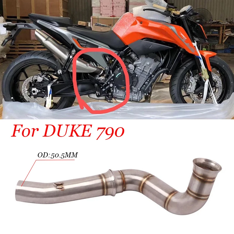 

For KTM 790 Duke 2018 2019 2020 Escape Moto Slip-on Motorcycle Exhaust Muffler Middle Link Pipe Catalyst Delete Pipe With 50.5MM