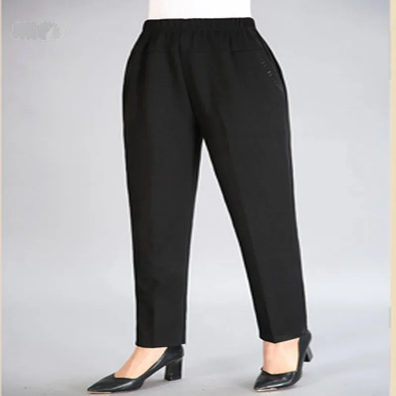 

Autumn and winter new large size trousers 5XL 6XL 7XL 8XL fashion ladies loose high waist pocket thickened casual straight pants