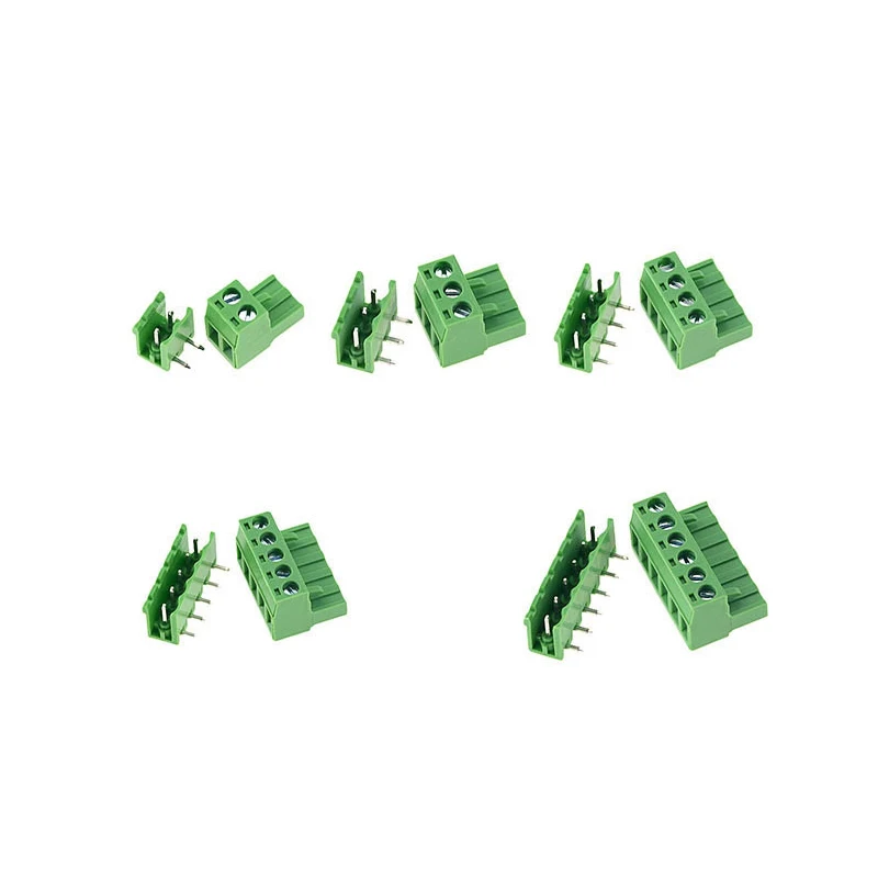 10sets HT5.08 Right Angel 2 3 4 5 6 pins 5.08mm Terminal plug type 300V 10A pitch connector pcb screw terminal blocks connector