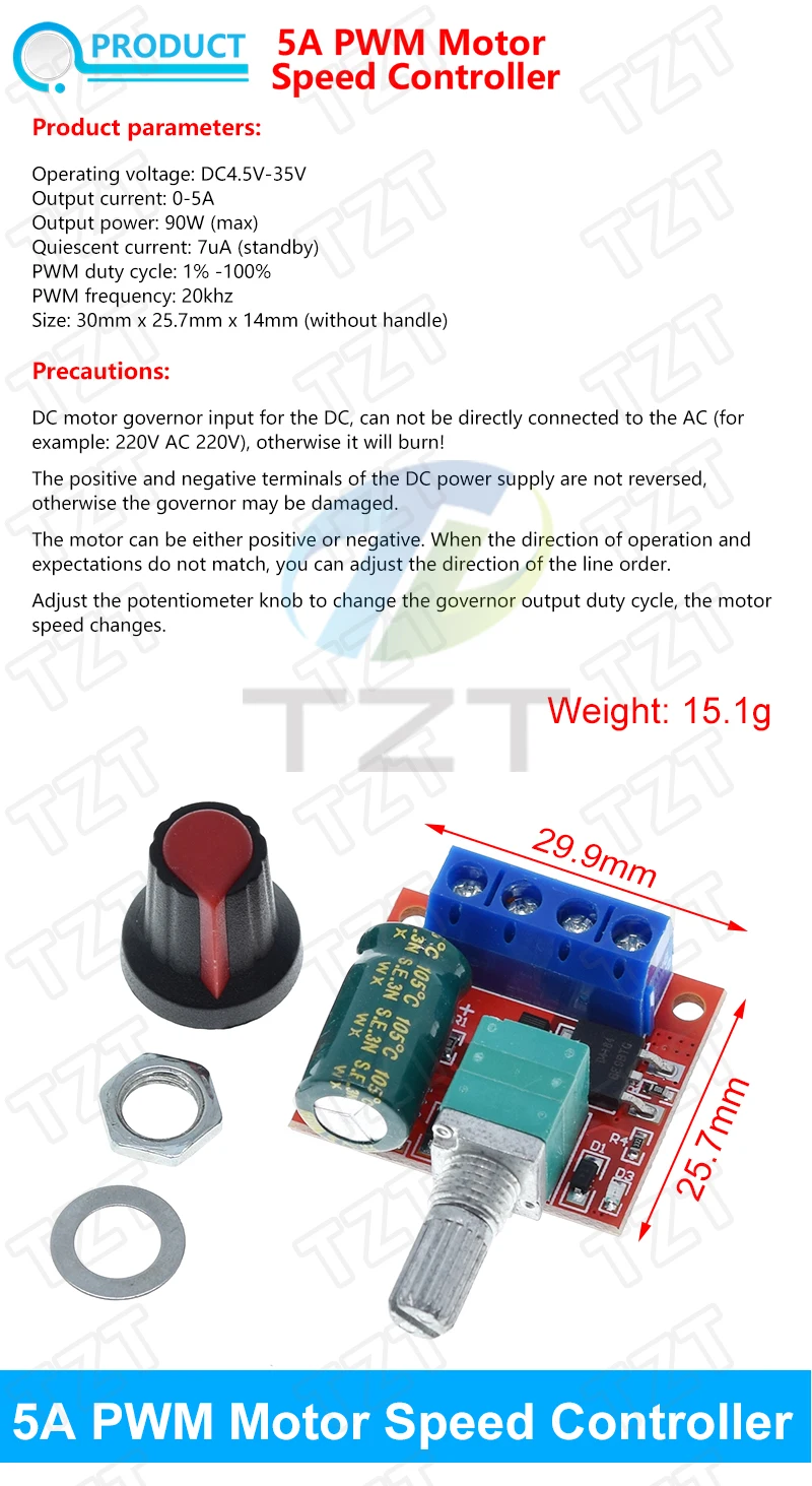 DC 1,8 V-35 V 2A 3A 5A 10A 30W 80W 90W PWM Motor Drehzahlregler Niederspannung Motor Drehzahlregler PWM Einstellbares Antriebsmodul – Detail 3